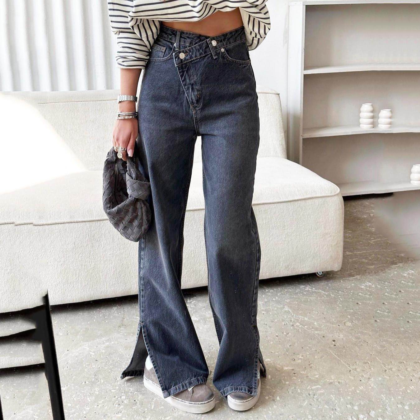 Carmine Juneberry DenimDare™ Dislocation Jeans for women, showcasing distressed denim with unique dislocation details and relaxed fit.