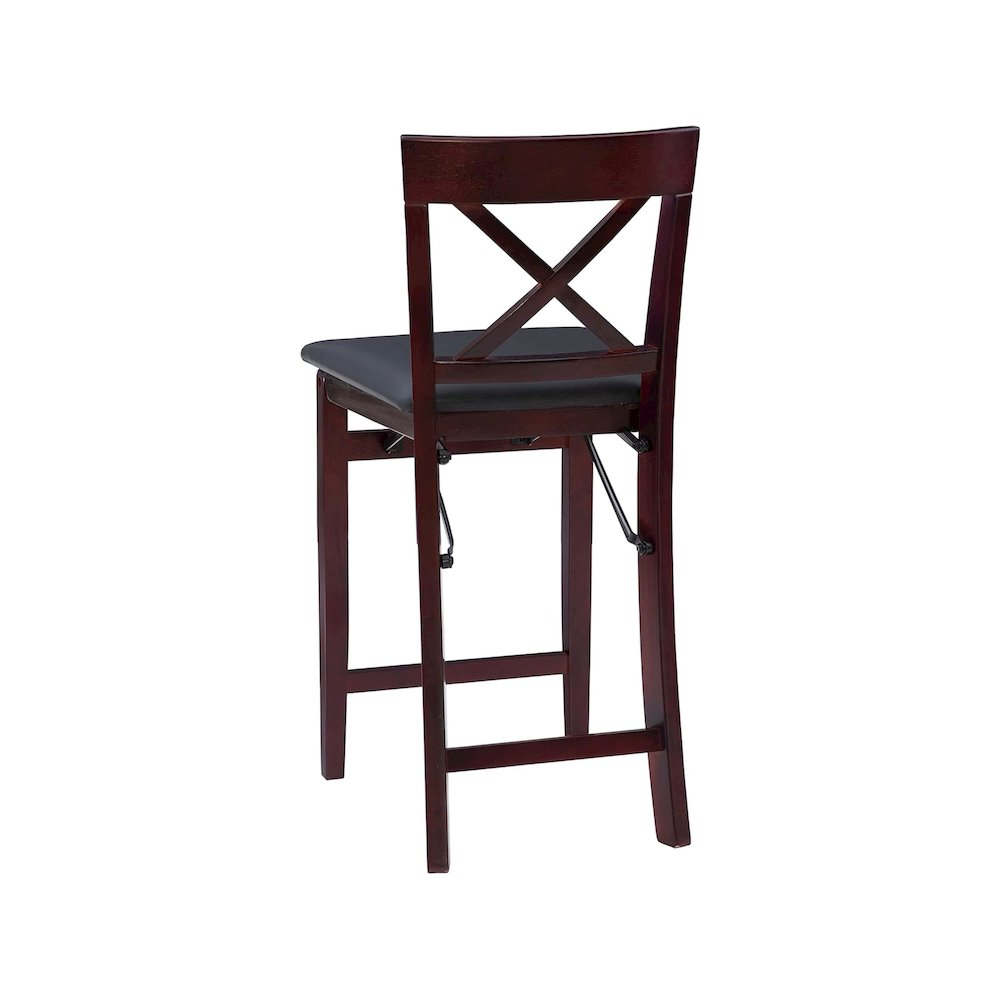Start2Finish Triena 24-inch back folding counter stool with X-style metal frame and cushioned seat, designed for versatile seating.