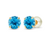 Natural Swiss Blue Topaz stud earrings in 14K yellow gold, featuring two 2.00 CTW gemstones with a secure post backing.