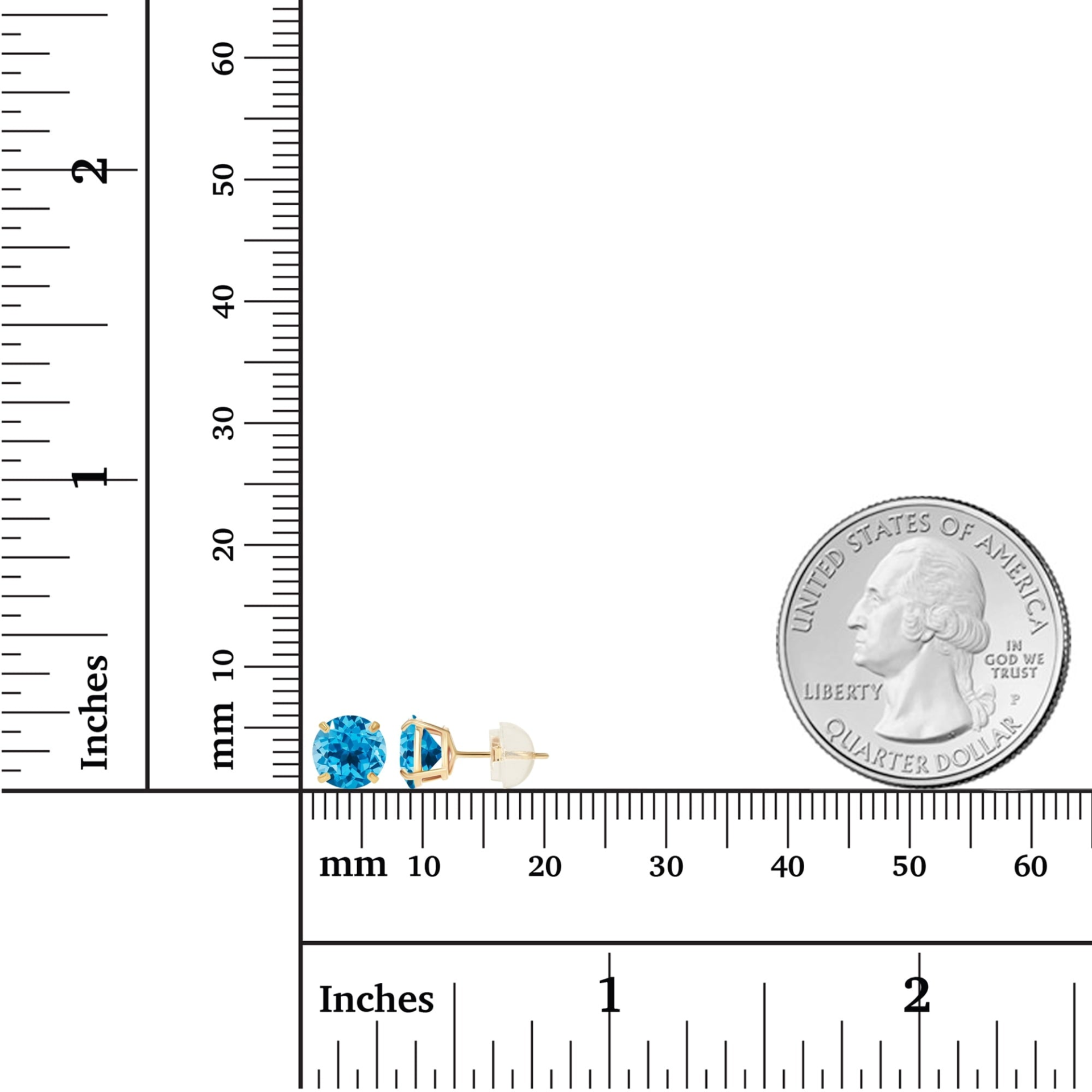 Natural Swiss Blue Topaz stud earrings in 14K yellow gold, featuring 2.00 CTW gemstones, from Start2Finish.