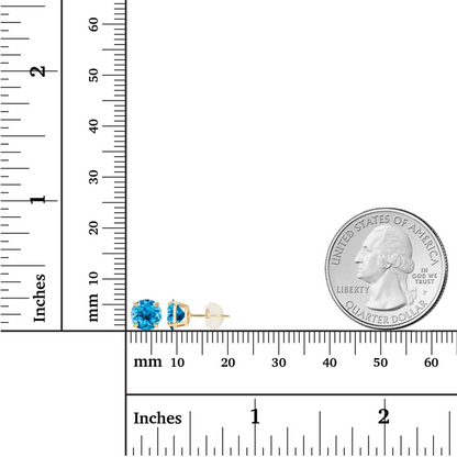 Natural Swiss Blue Topaz stud earrings in 14K yellow gold, featuring 2.00 CTW gemstones, from Start2Finish.