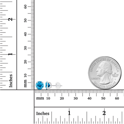 Natural Swiss Blue Topaz stud earrings in 14K white gold with 2.00 CTW, featuring elegant gemstone settings.