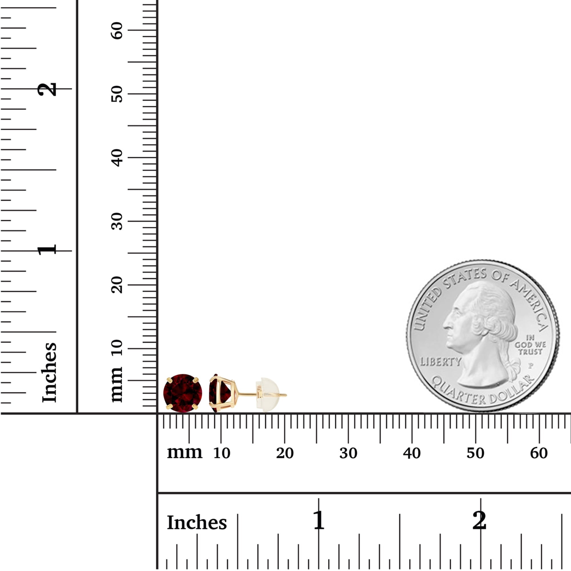 Natural red garnet stud earrings in 14K yellow gold, handcrafted USA, featuring 2.00 CTW red garnets in a classic setting.