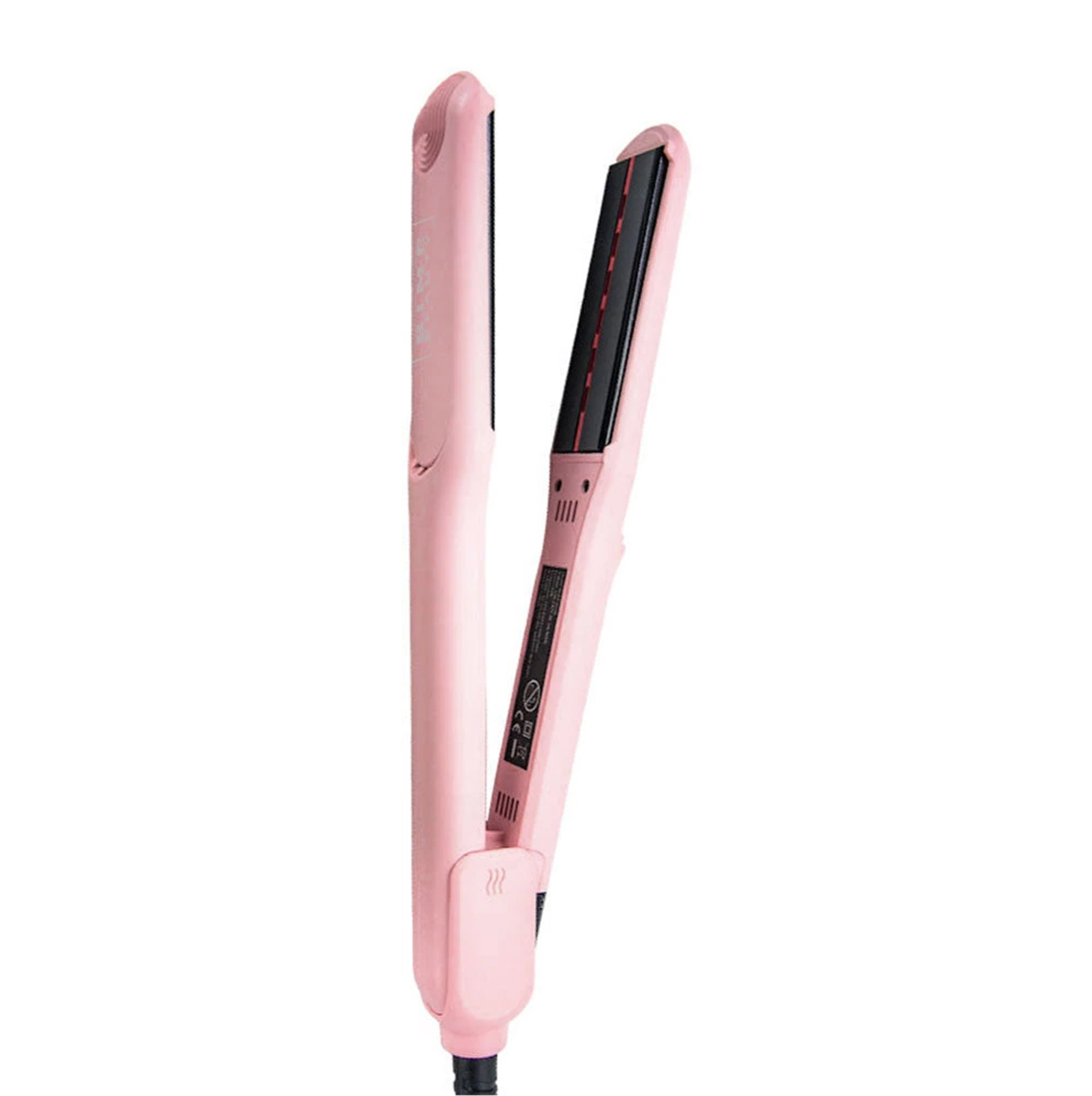 InfraGlam Hair Illuminator Iron by BimeBeauty, a sleek beauty styling tool with a ceramic heating plate for shiny, smooth hair.