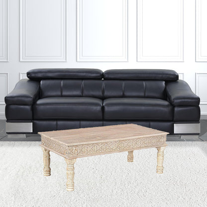 51" White Solid Wood Distressed Coffee Table