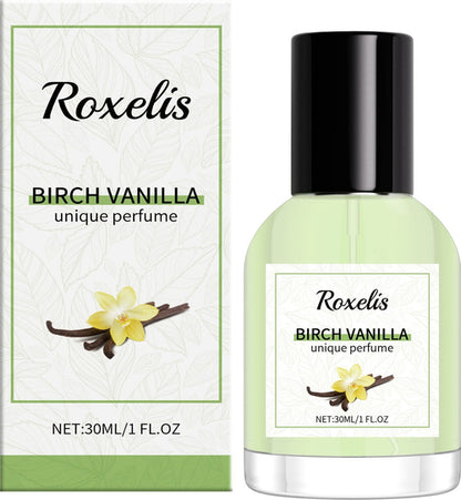 Carmine Juneberry Birch Vanilla Unique Perfume bodycare bottle with elegant design and vanilla scent visible in the image