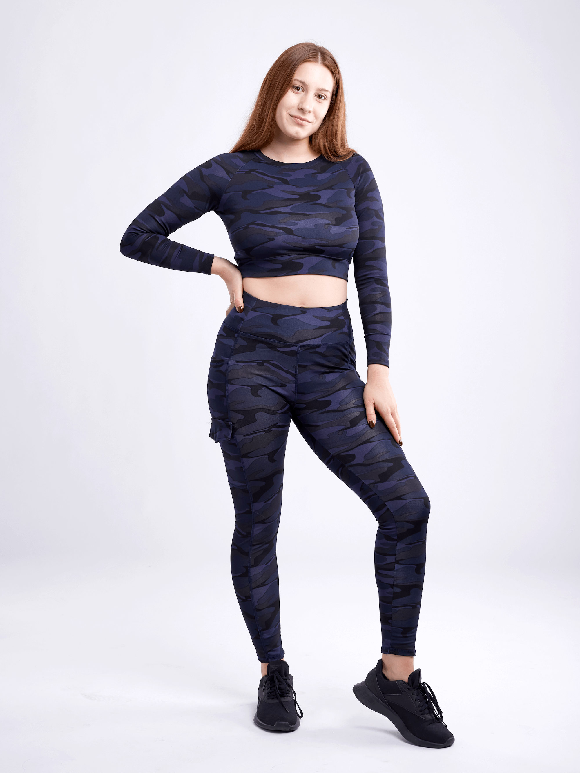 Black Lavender JupiterGear long-sleeve crop top for activewear, shown in black with fitted design and athletic style.