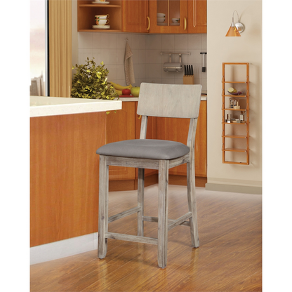 Gray wash Jordan 24-inch counter stool by Start2Finish with a wooden seat and sturdy metal frame.