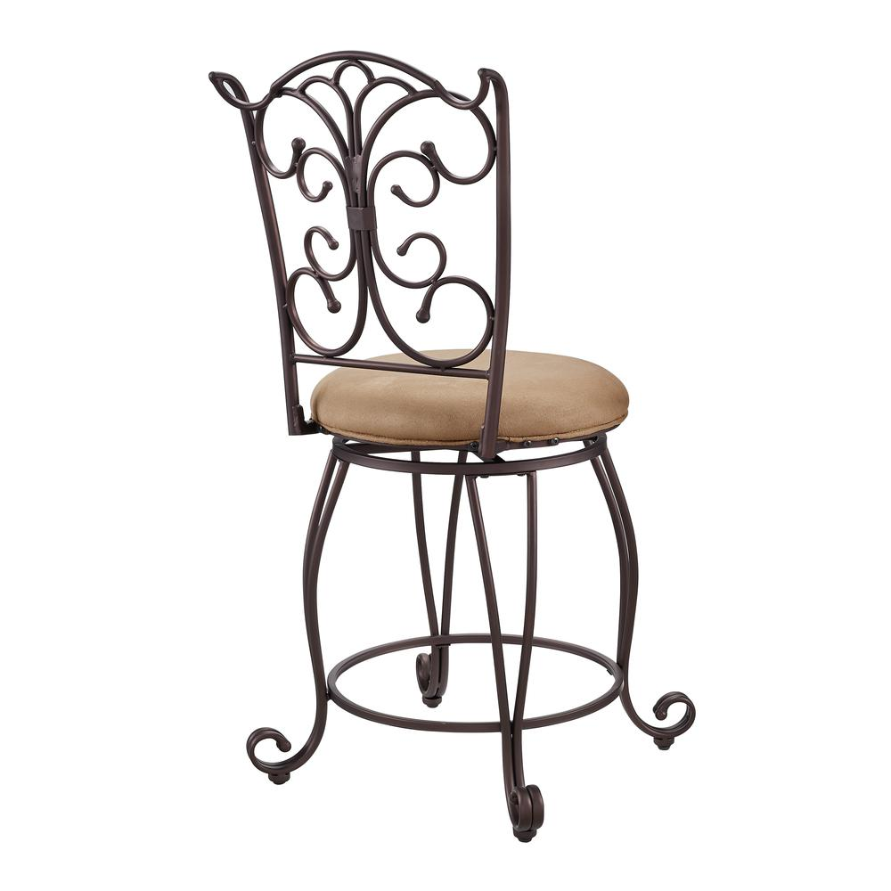 Start2Finish gathered back counter stool, 24-inch height, with wooden seat and metal legs, ideal for kitchen or bar seating.