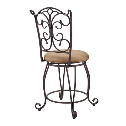 Start2Finish gathered back counter stool, 24-inch height, with wooden seat and metal legs, ideal for kitchen or bar seating.