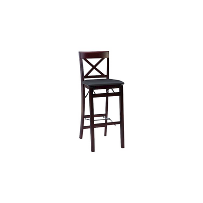 Start2Finish Triena 30-inch backless folding bar stool with X back design, made of durable furniture material in natural wood finish.