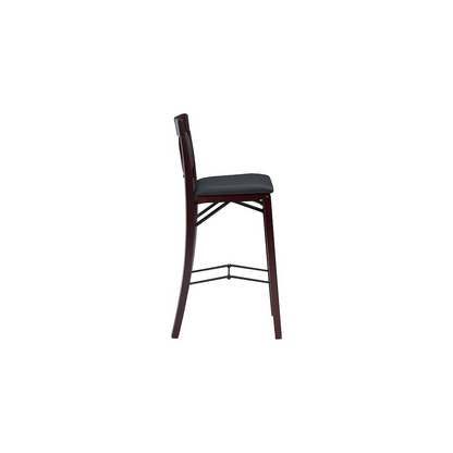 Start2Finish Triena 30-inch back folding bar stool with X-back design, shown in a modern furniture setting.