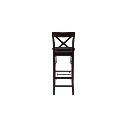 Start2Finish Triena 30-inch back folding bar stool, modern furniture with X-shaped back support and foldable design.