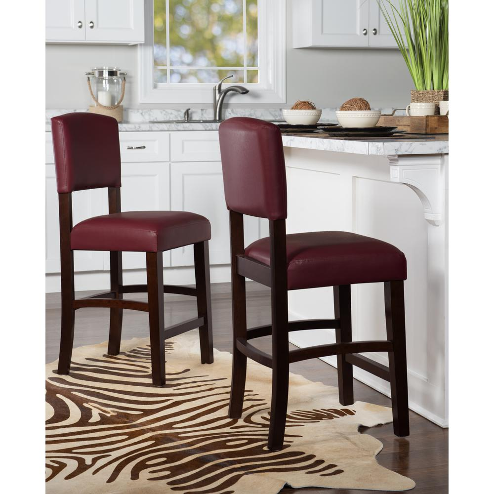Red Monaco Counter Stool by Start2Finish with a sleek design and sturdy metal legs, perfect for kitchen or bar seating.