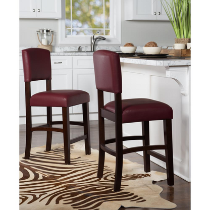 Red Monaco Counter Stool by Start2Finish with a sleek design and sturdy metal legs, perfect for kitchen or bar seating.