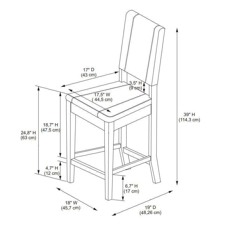 Start2Finish Milano Brown Counter Stool, 24-inch height, modern furniture with cushioned seat and wooden legs.