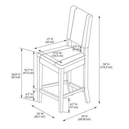 Start2Finish Milano Brown Counter Stool, 24-inch height, modern furniture with cushioned seat and wooden legs.