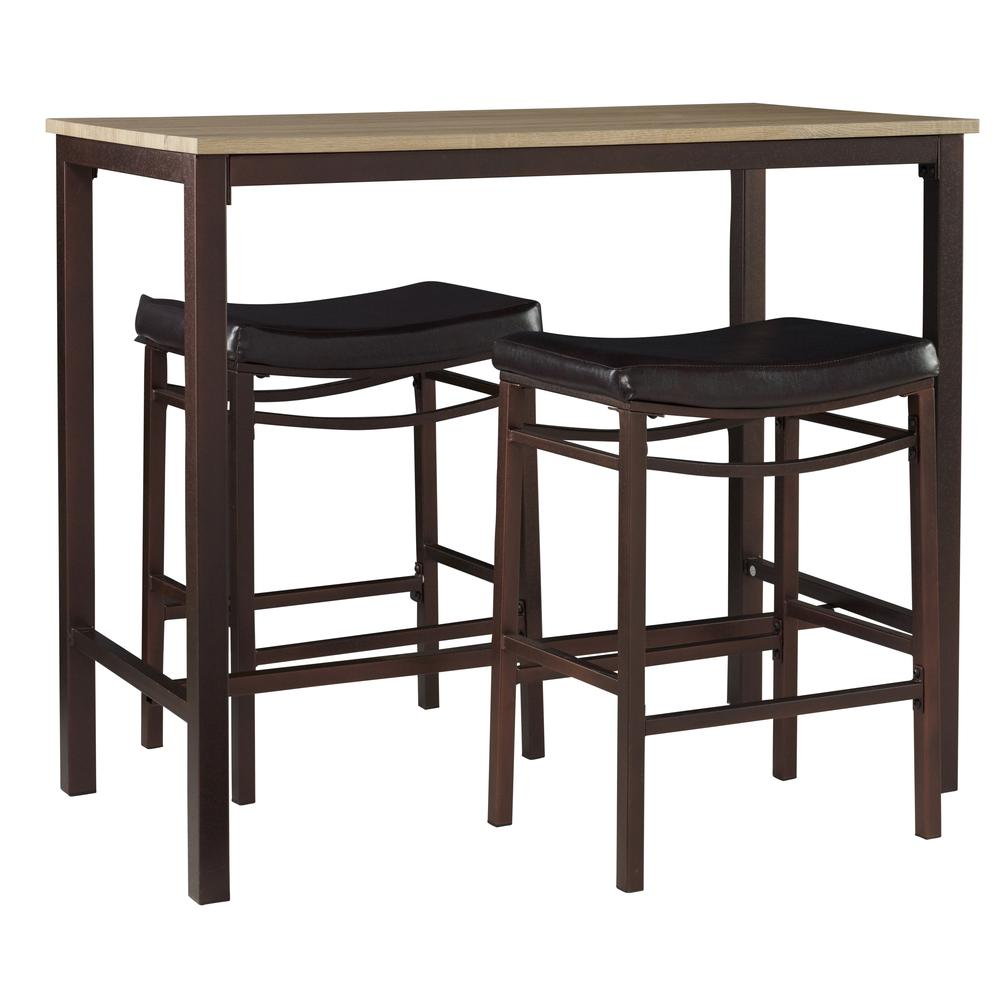 Start2Finish Betty three-piece pub set with a wooden table and matching stools, perfect for casual dining or socializing.