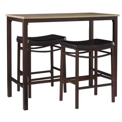 Start2Finish Betty three-piece pub set with a wooden table and matching stools, perfect for casual dining or socializing.