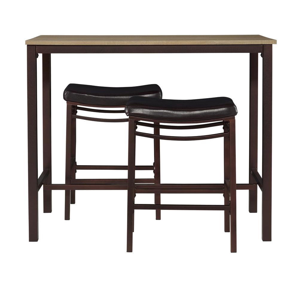 Start2Finish Betty three-piece pub set furniture with a wooden table and two matching stools, ideal for casual dining or bar areas.