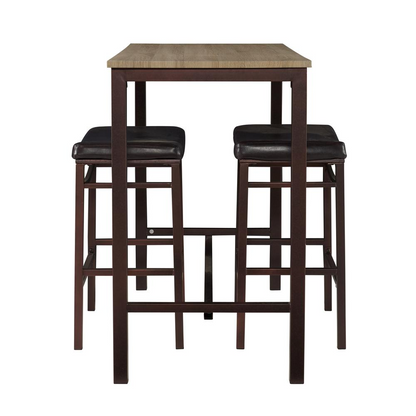 Start2Finish Betty three-piece pub set with wooden table and matching stools, ideal for casual dining and social gatherings.