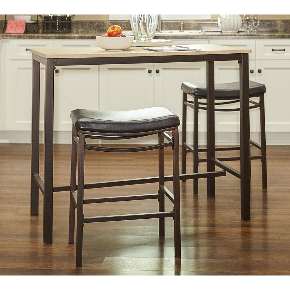 Start2Finish Betty three-piece pub set includes a table and two stools, ideal for casual dining or socializing in a compact space.
