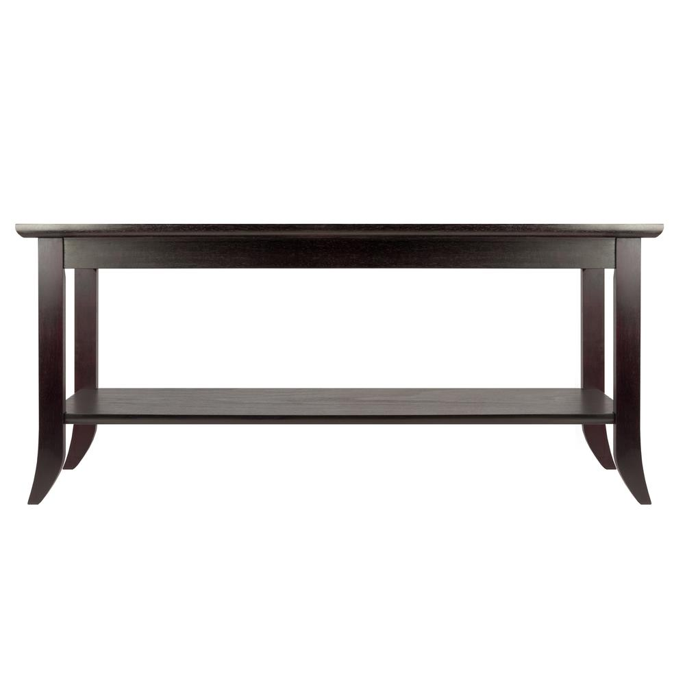 Start2Finish Genoa rectangular coffee table with glass top and shelf, showcasing modern design and clear glass surface.