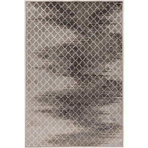 Grey and black zigzag patterned rug by Start2Finish, Evolution TrellisZigZag 5x7.6, with geometric design and textured surface.