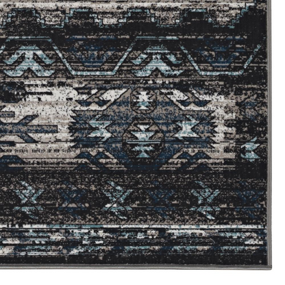Vintage Aztek grey and charcoal 8x10 rug by Start2Finish, featuring intricate Aztec-inspired patterns in a soft, woven design.