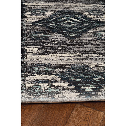 Vintage Aztek grey and charcoal rug with 8x10 size, featuring intricate patterns and a soft, textured surface by Start2Finish.