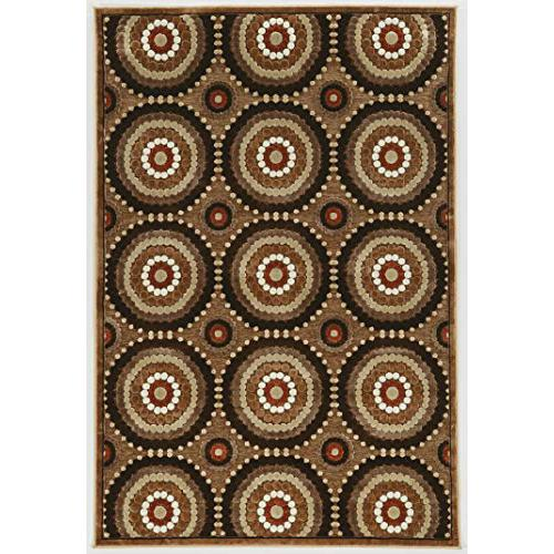 Start2Finish Hi Lo Cylinders brown and beige 8x10 rug with geometric pattern and textured design in living room setting.
