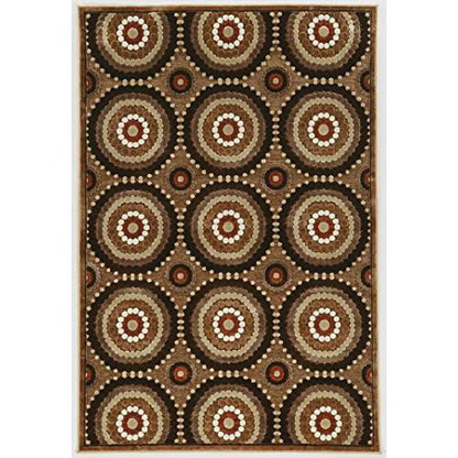 Start2Finish Hi Lo Cylinders brown and beige 8x10 rug with geometric pattern and textured design in living room setting.