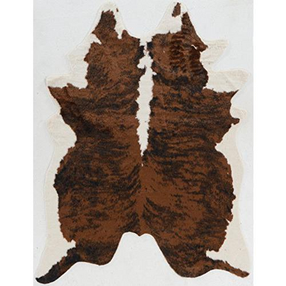 Start2Finish faux cow hide brindle rug showing a textured, natural-looking cowhide pattern in brown and cream tones.