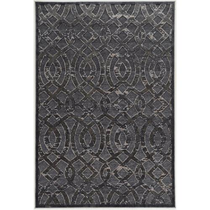 Blue and grey Hi Lo Trellis rug in 8x10 size by Start2Finish, showcasing its geometric pattern and textured weave.