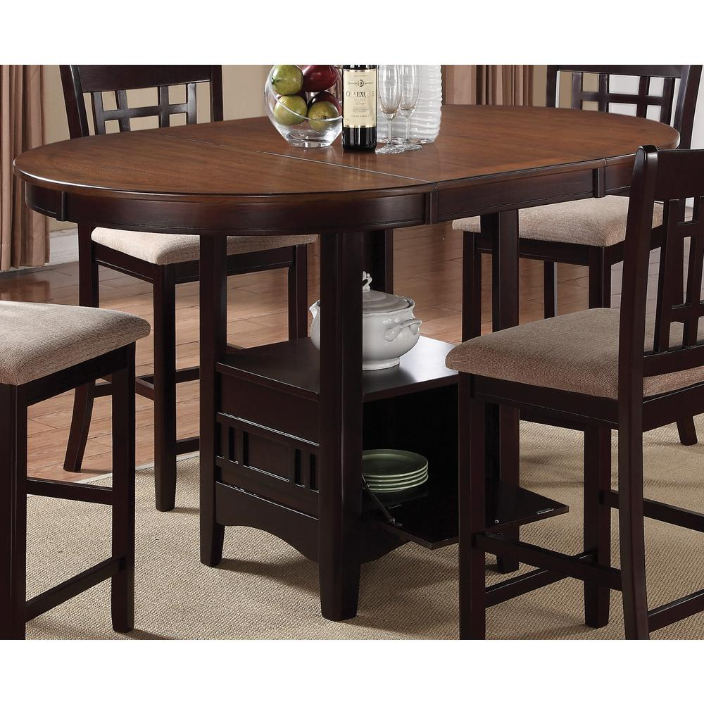 Start2Finish Lavon Oval 60-inch Extension Counter Dining Table in Chestnut, showcasing its elegant wood finish and oval shape.