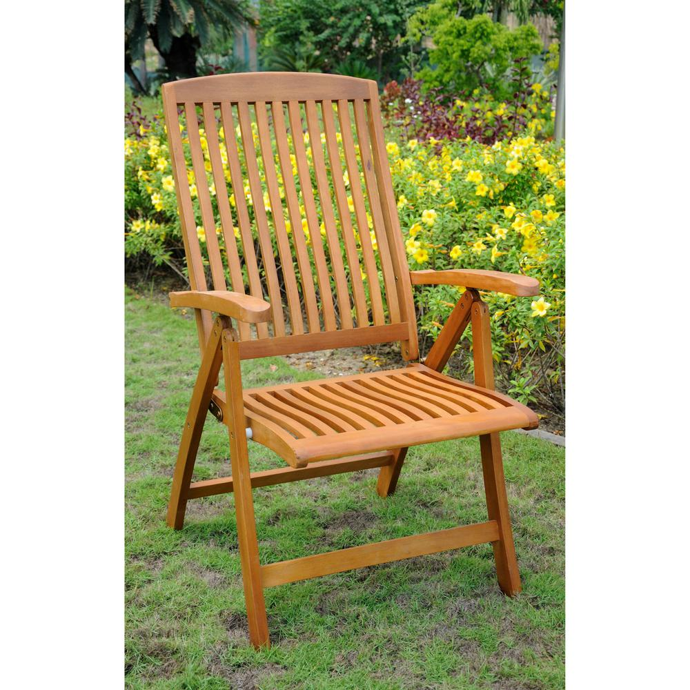 Start2Finish Royal Tahiti outdoor folding arm chairs set of two with five-position adjustable backrests, made of durable outdoor furniture.