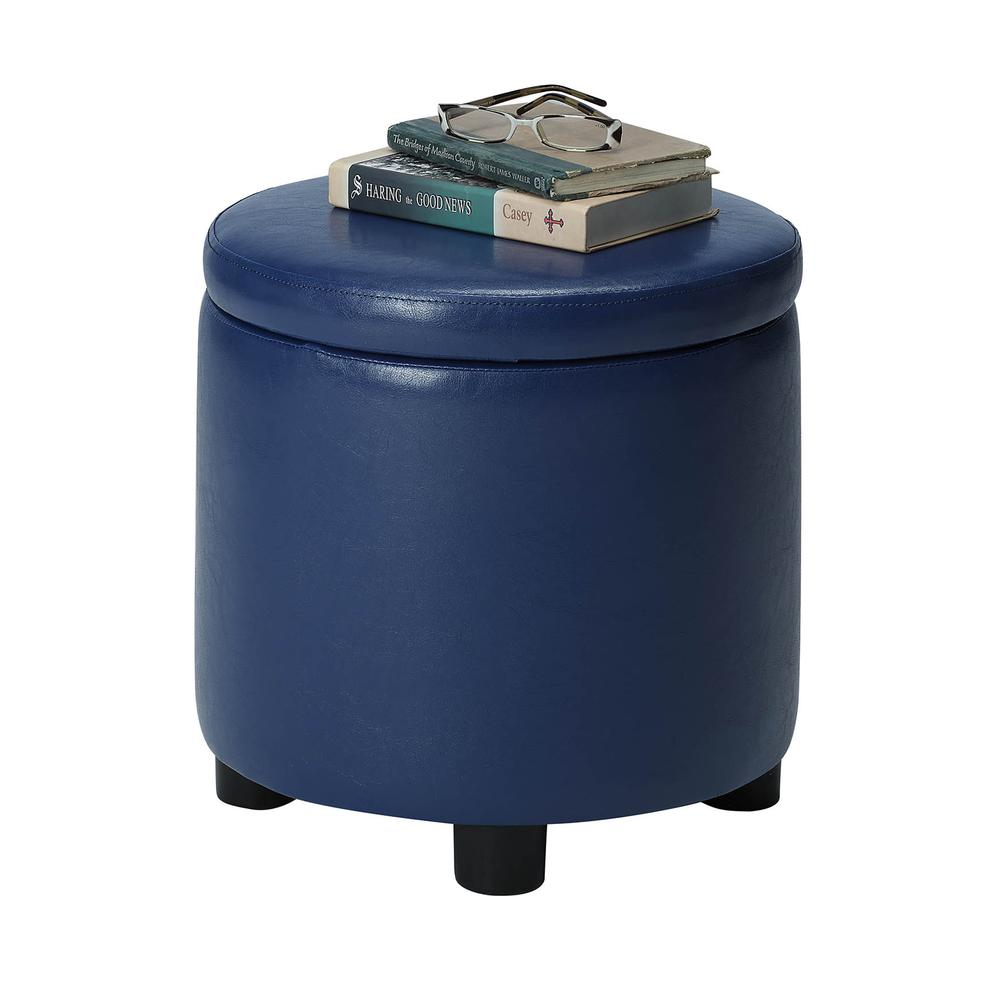 Start2Finish Designs 4 Comfort round accent storage ottoman with reversible tray lid, soft fabric and functional design.