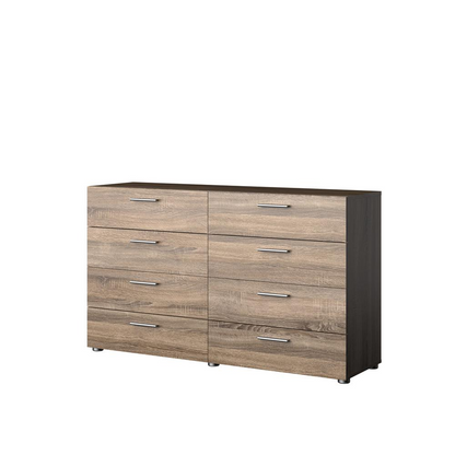 Austin 8 Drawer Double Dresser in Truffle Oak by Start2Finish, showing a modern wood dresser with multiple spacious drawers.