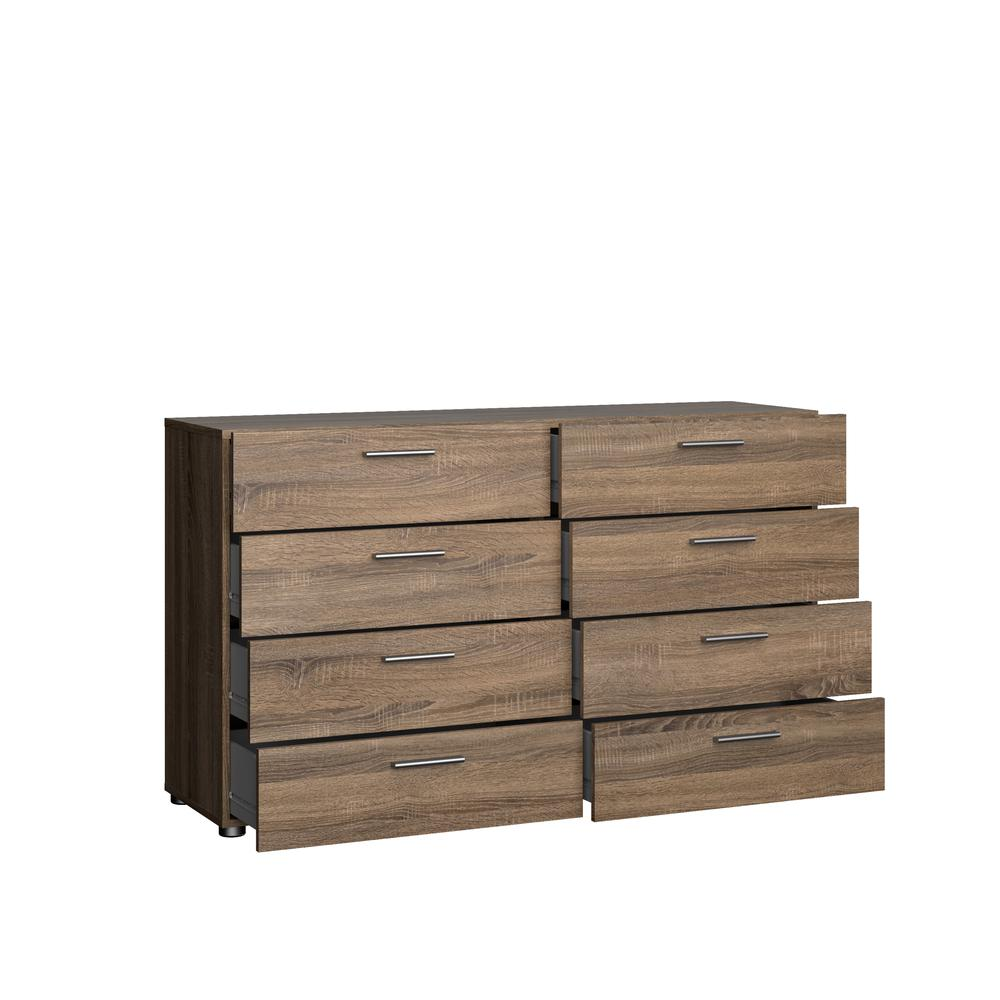 Austin 8 Drawer Double Dresser in Truffle Oak by Start2Finish, showing the sleek wood finish and spacious storage drawers.