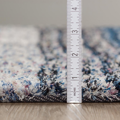 Start2Finish Joplin JP1 Indigo 5x7.6 rug with intricate patterns and rich blue color, showcasing soft woven texture and detailed design.
