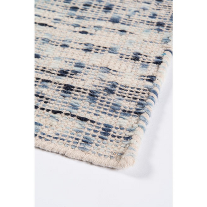 Blue contemporary rectangle area rug by Start2Finish, showing a stylish geometric pattern in 3&