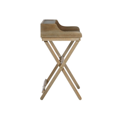 Rustic brown folding desk by Start2Finish with a sturdy wooden surface and metal foldable legs, ideal for versatile home office use.