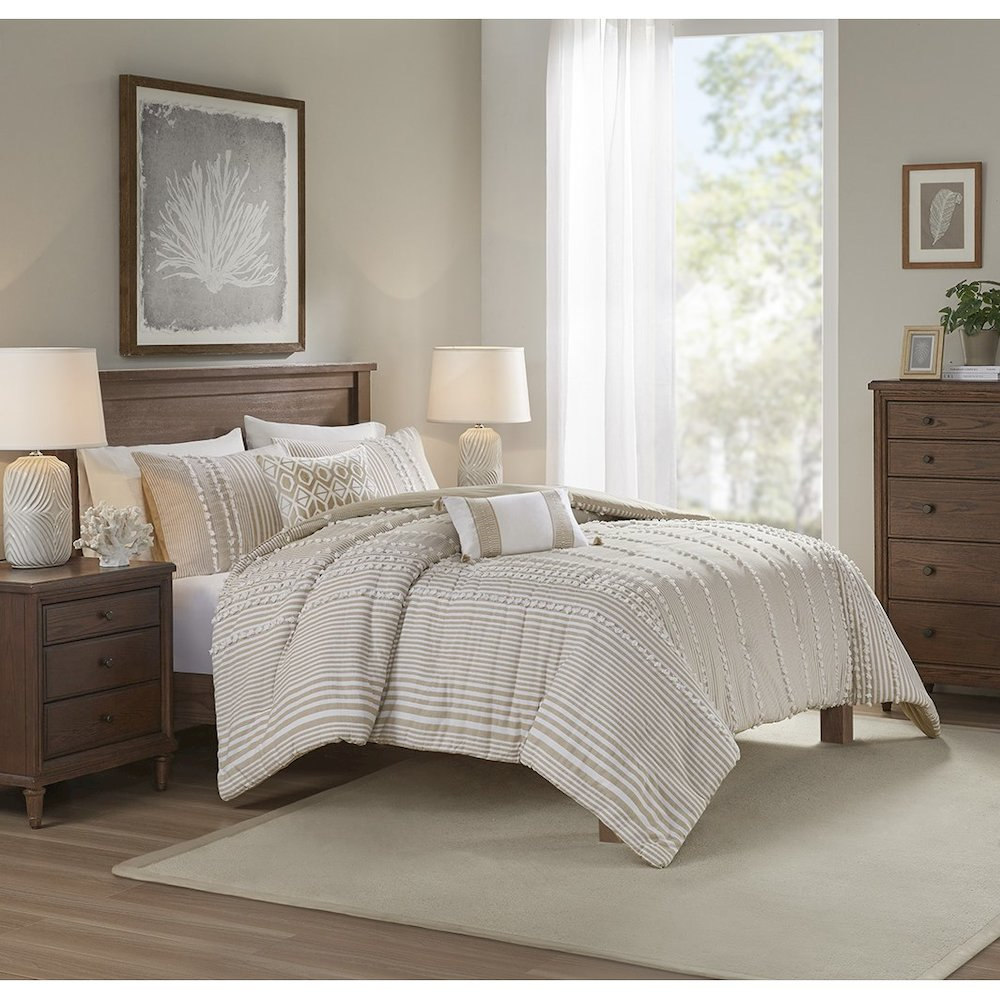 Start2Finish 3-piece cotton yarn-dyed duvet cover set with matching pillowcases, featuring a soft, woven fabric in a stylish design.