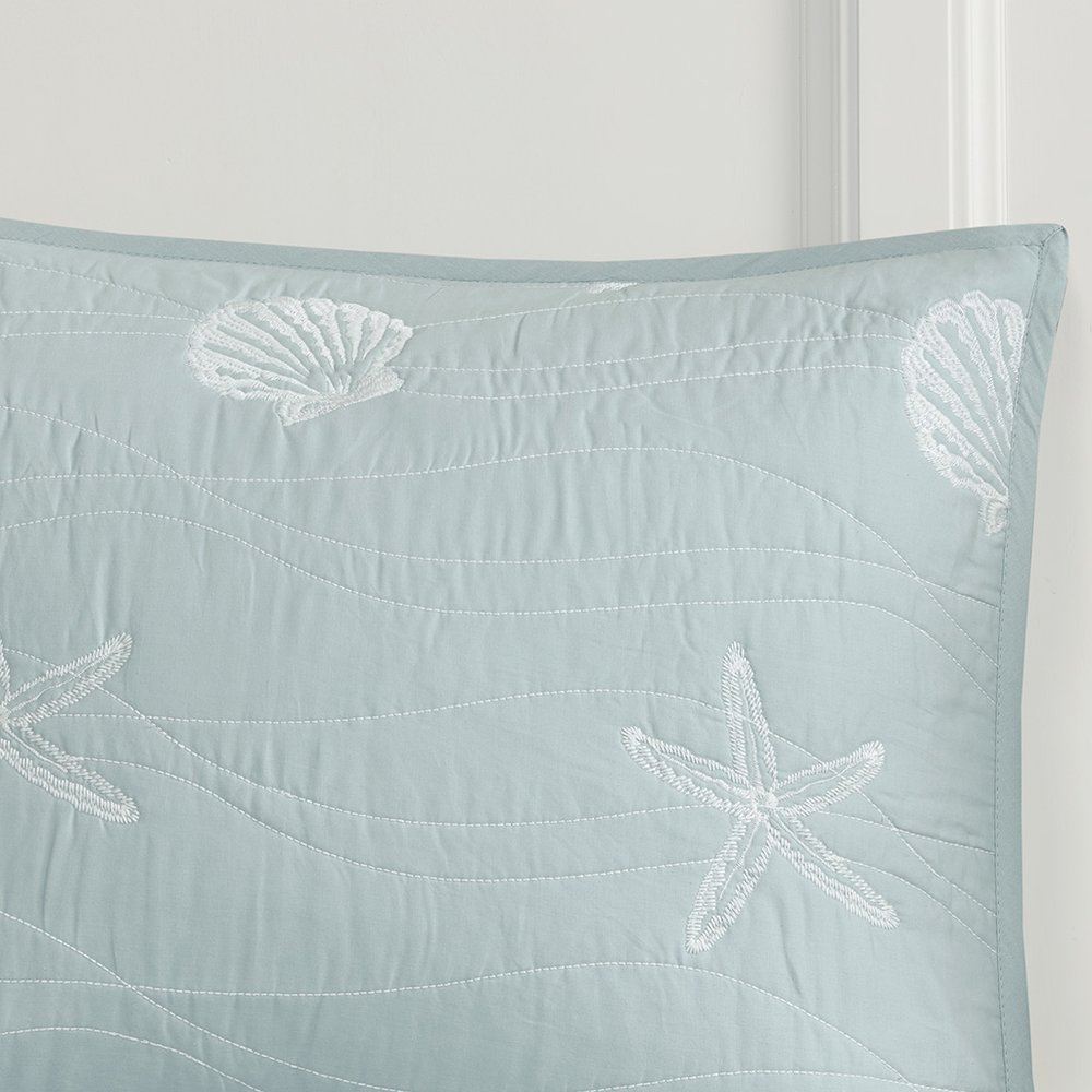 Start2Finish 4-piece reversible cotton embroidered quilt bedding set with matching throw pillow, featuring detailed embroidery and soft fabric.
