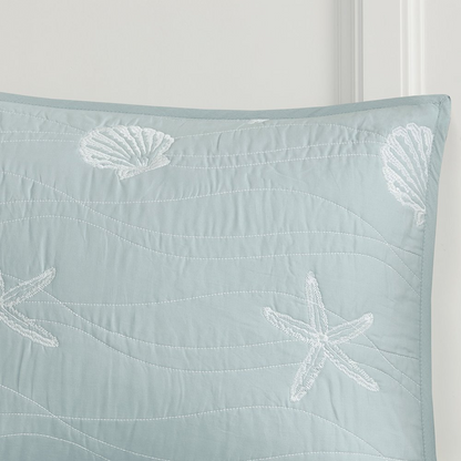 Start2Finish 4-piece reversible cotton embroidered quilt bedding set with matching throw pillow, featuring detailed embroidery and soft fabric.