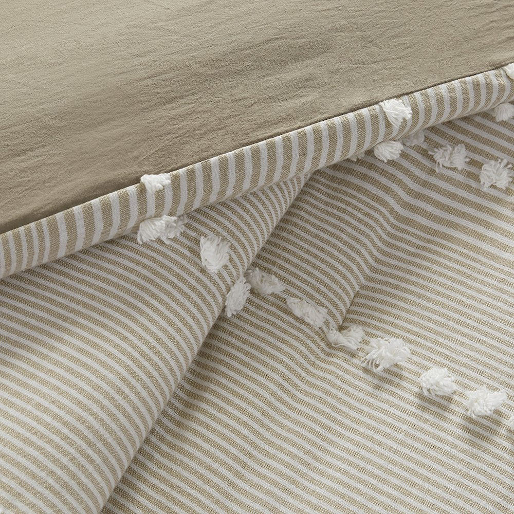 Start2Finish 3-piece cotton yarn-dyed comforter bedding set with matching pillow shams, featuring a soft, woven design.