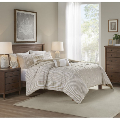 Start2Finish 3-piece cotton yarn-dyed comforter bedding set with matching pillow shams on a neatly made bed.