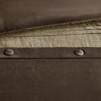 Start2Finish 7-piece faux suede comforter bedding set with matching pillow shams and decorative accents on a neatly made bed.
