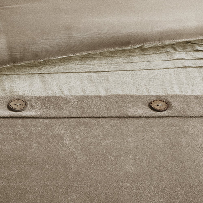 Start2Finish 7-piece faux suede comforter set with matching pillow shams and decorative cushions in soft, luxurious fabric.