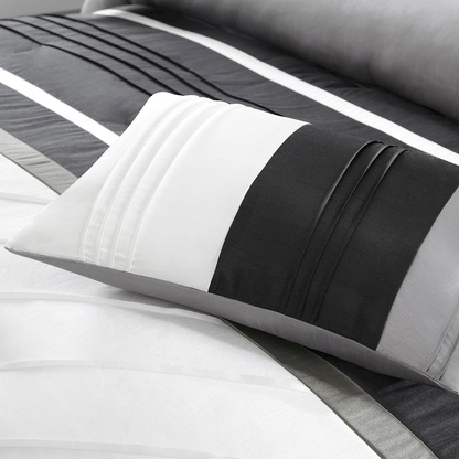 Start2Finish 7-piece comforter set with matching pillow shams and decorative pillows, soft fabric and stylish design.